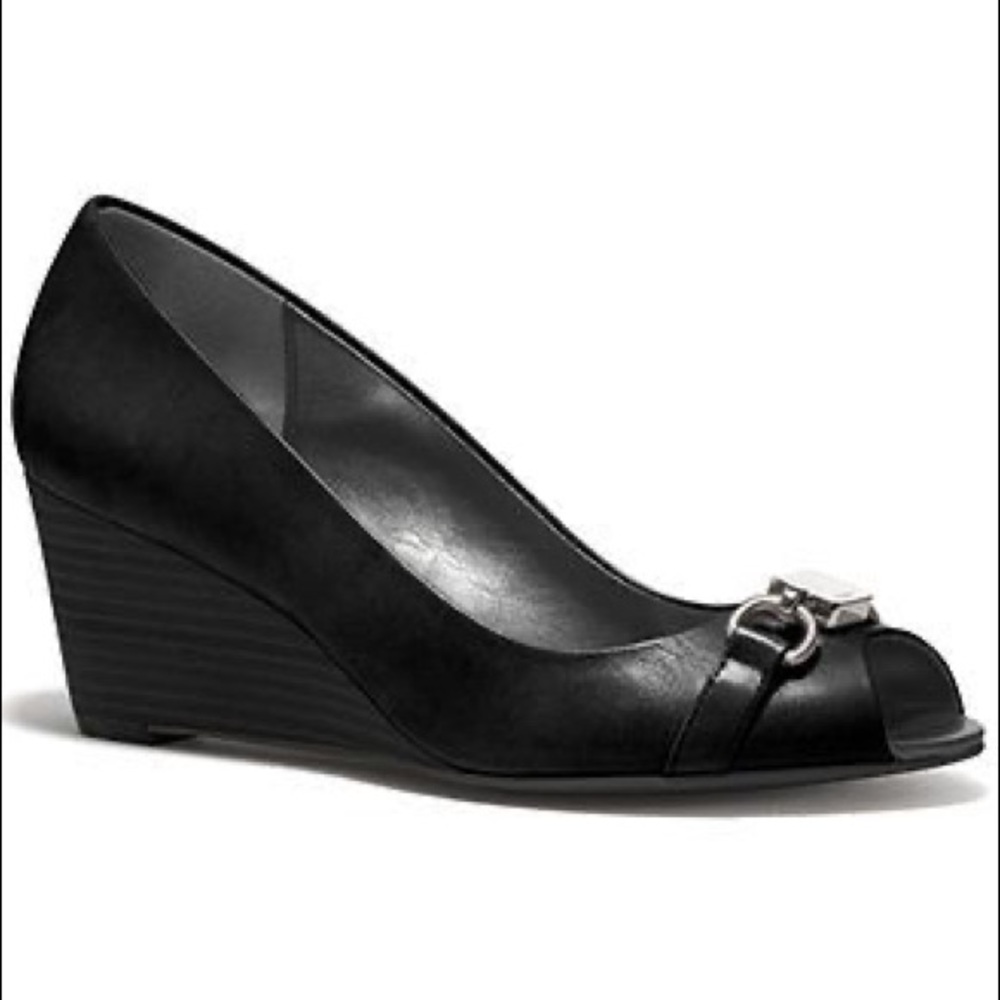 Coach temple wedge heels black left is 8/right is 8.5